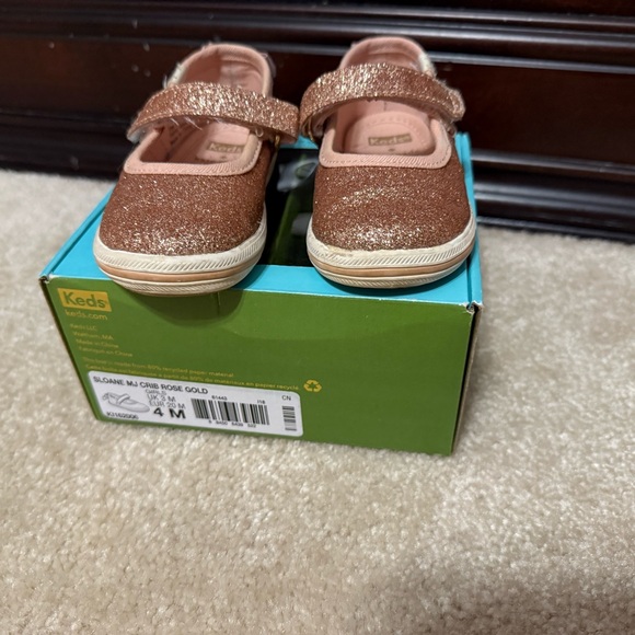 Keds X Kate Spade Kids Glittery Rose Gold Sneakers - Picture 1 of 4